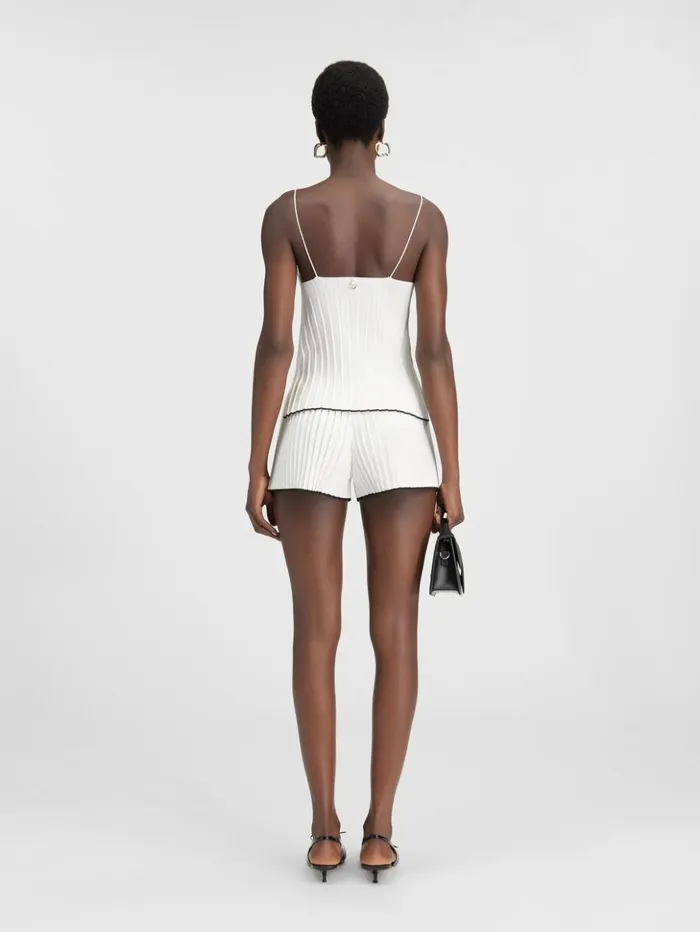 Women Tops and Shirts JACQUEMUS The Pleated Knit Top White Women Tops and Shirts JACQUEMUS The Pleated Knit Top White