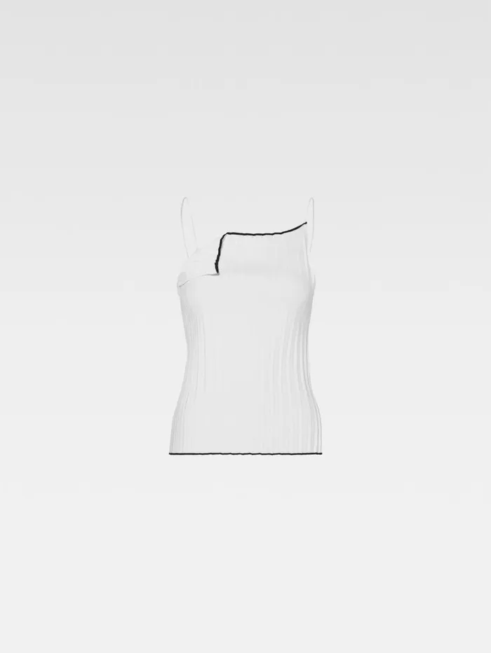 Women Tops and Shirts JACQUEMUS The Pleated Knit Top White Women Tops and Shirts JACQUEMUS The Pleated Knit Top White