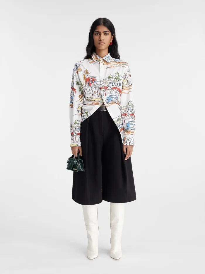 Women Tops and Shirts JACQUEMUS The Simon Shirt Print Capri Cars White