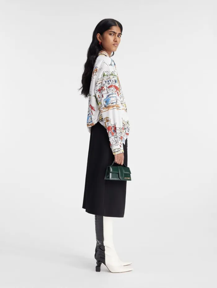 Women Tops and Shirts JACQUEMUS The Simon Shirt Print Capri Cars White