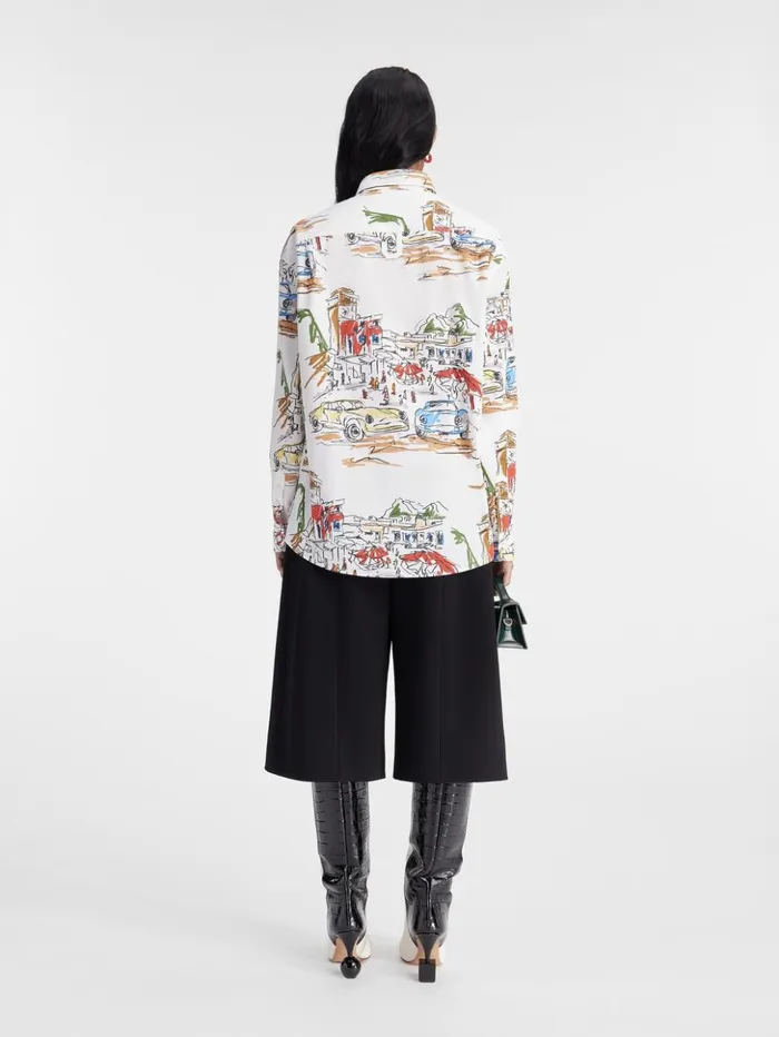 Women Tops and Shirts JACQUEMUS The Simon Shirt Print Capri Cars White