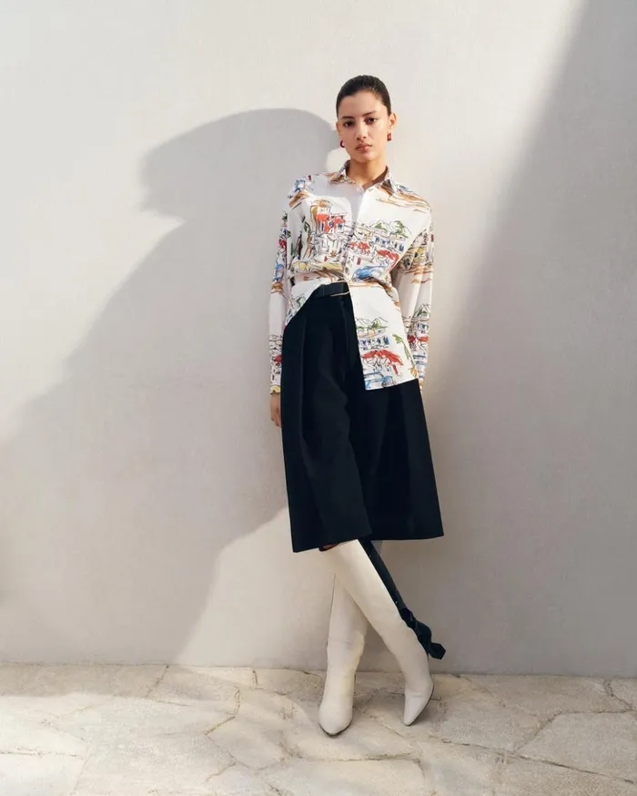 Women Tops and Shirts JACQUEMUS The Simon Shirt Print Capri Cars White