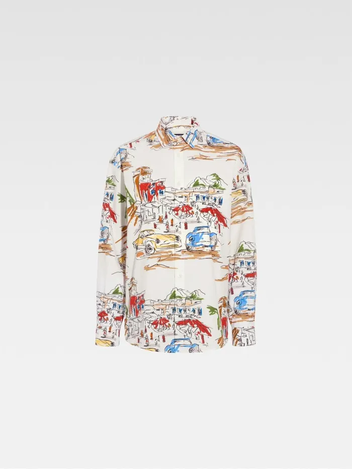 Women Tops and Shirts JACQUEMUS The Simon Shirt Print Capri Cars White