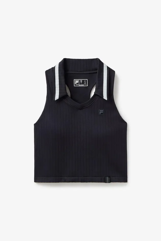 Women Tops and TShirts Fila Challenger Seamless Polo Tank 983 Blackgardenia