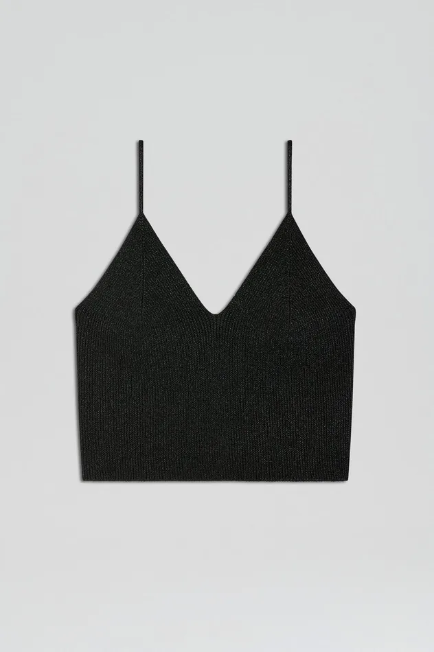 Women Tops Scanlan Theodore METALLIC KNIT CAMISOLE BLACK