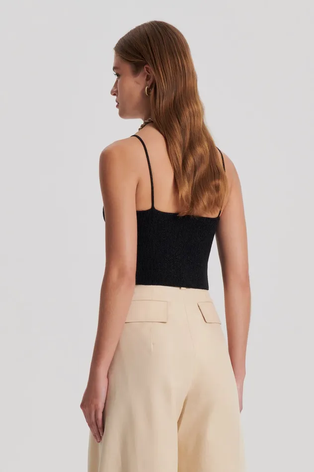 Women Tops Scanlan Theodore METALLIC KNIT CAMISOLE BLACK