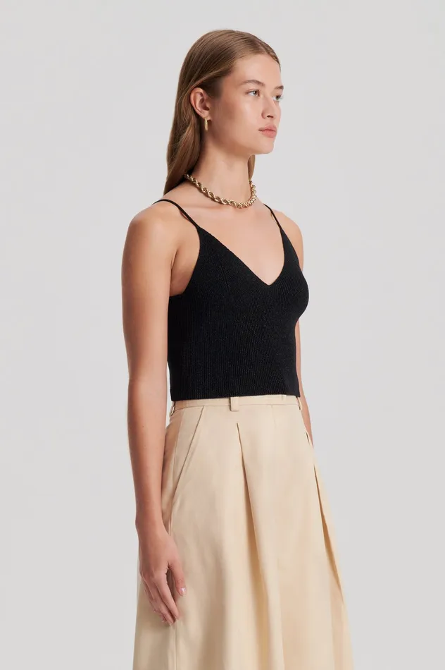 Women Tops Scanlan Theodore METALLIC KNIT CAMISOLE BLACK