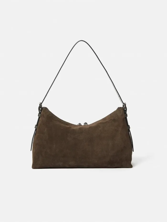 Women Trafalgar Suede Shoulder Bag Khaki Jigsaw Leather