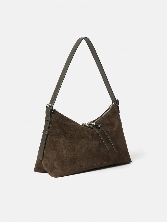 Women Trafalgar Suede Shoulder Bag Khaki Jigsaw Leather