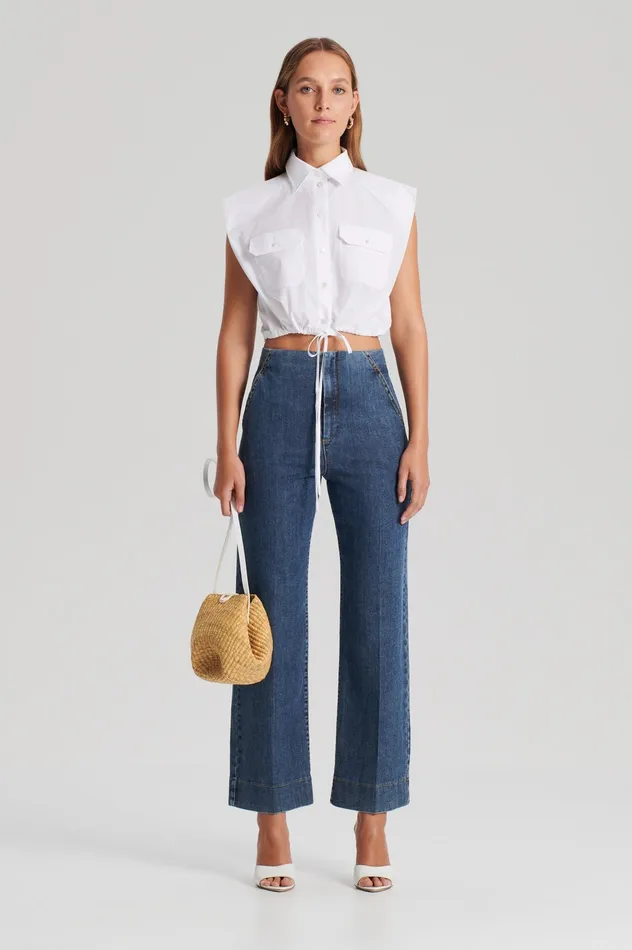 Women Trousers Scanlan Theodore DENIM CROPPED JEAN WASHEDINDIGO