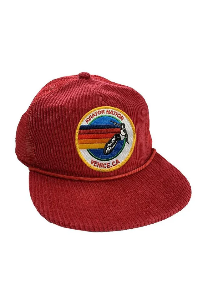Women Trucker Hats Aviator Nation SIGNATURE VENICE 8211 VINTAGE CORDUROY MESH TRUCKER HAT