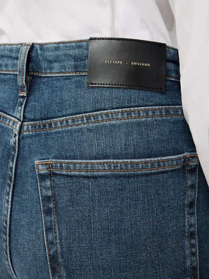 Women Tyne Wide Leg Cropped Jean Vintage Mid Blue Jigsaw Denim