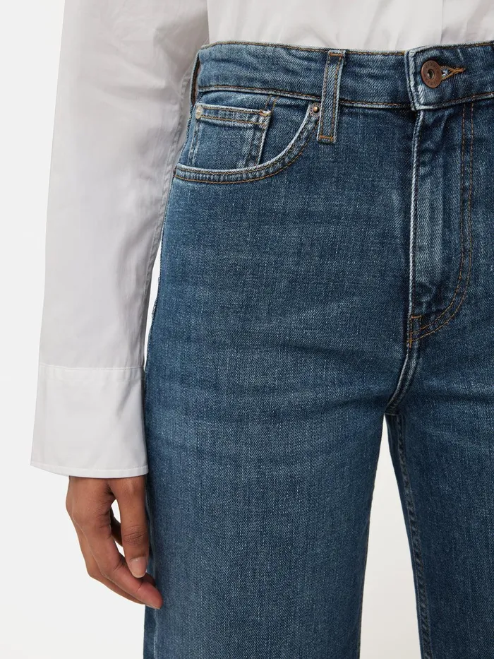 Women Tyne Wide Leg Cropped Jean Vintage Mid Blue Jigsaw Denim