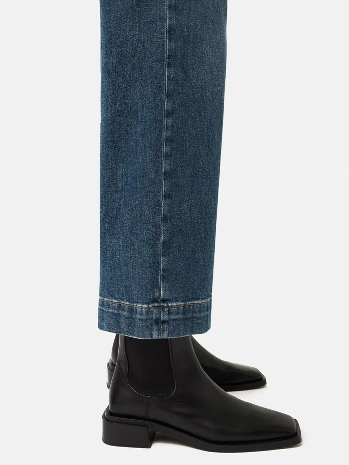Women Tyne Wide Leg Cropped Jean Vintage Mid Blue Jigsaw Denim