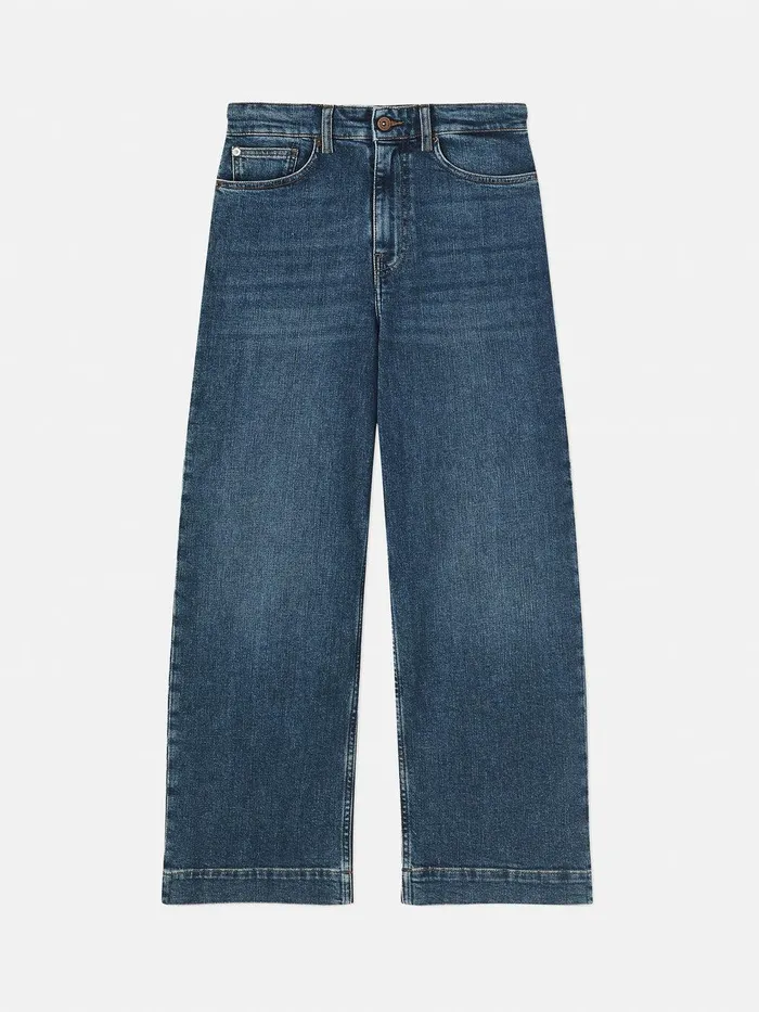 Women Tyne Wide Leg Cropped Jean Vintage Mid Blue Jigsaw Denim