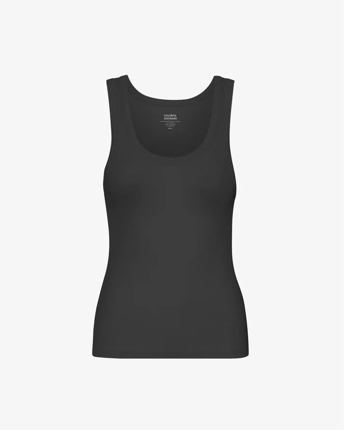 Women Women Organic Rib Tank Top 8211 Deep Black Tank Tops Colorfulstandard