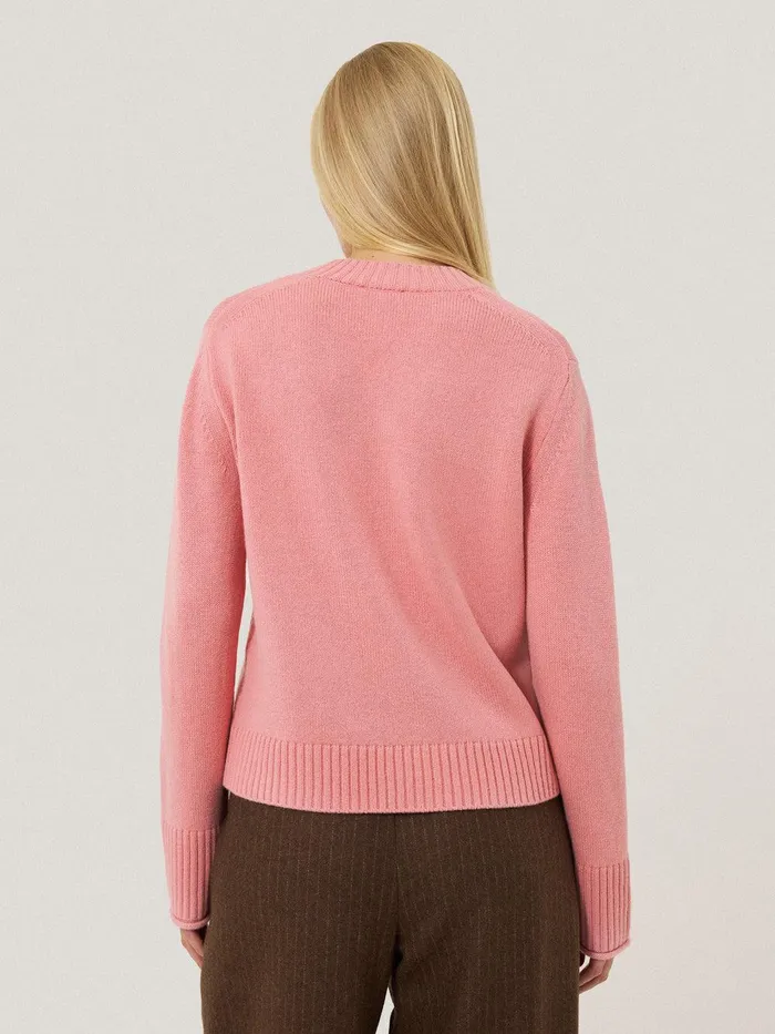 Women Wool Cashmere Blend V Neck Pink Jigsaw Knitwear and Cashmere