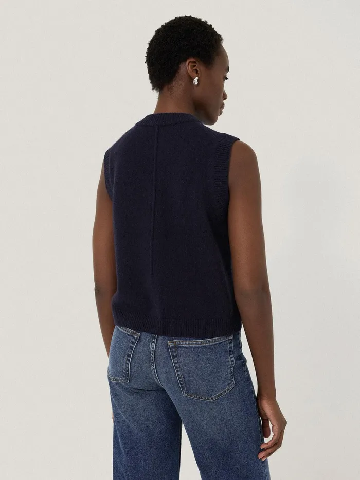 Women Wool Cashmere Blend Waistcoat Navy Jigsaw Shirts and Tops