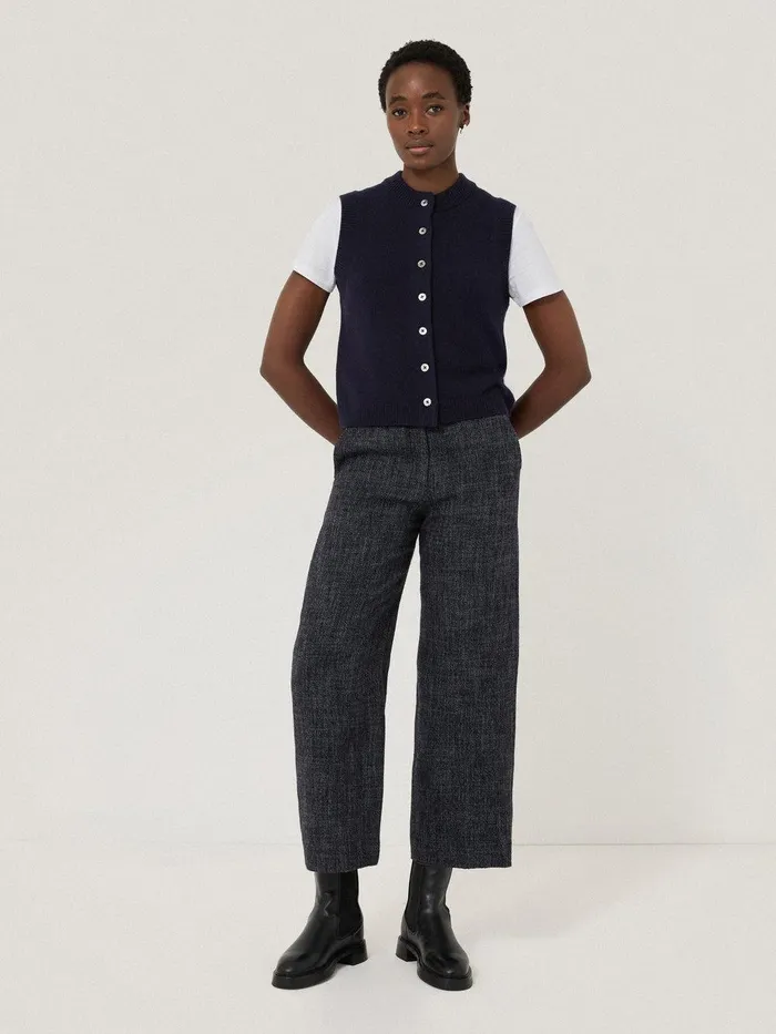 Women Wool Cashmere Blend Waistcoat Navy Jigsaw Shirts and Tops