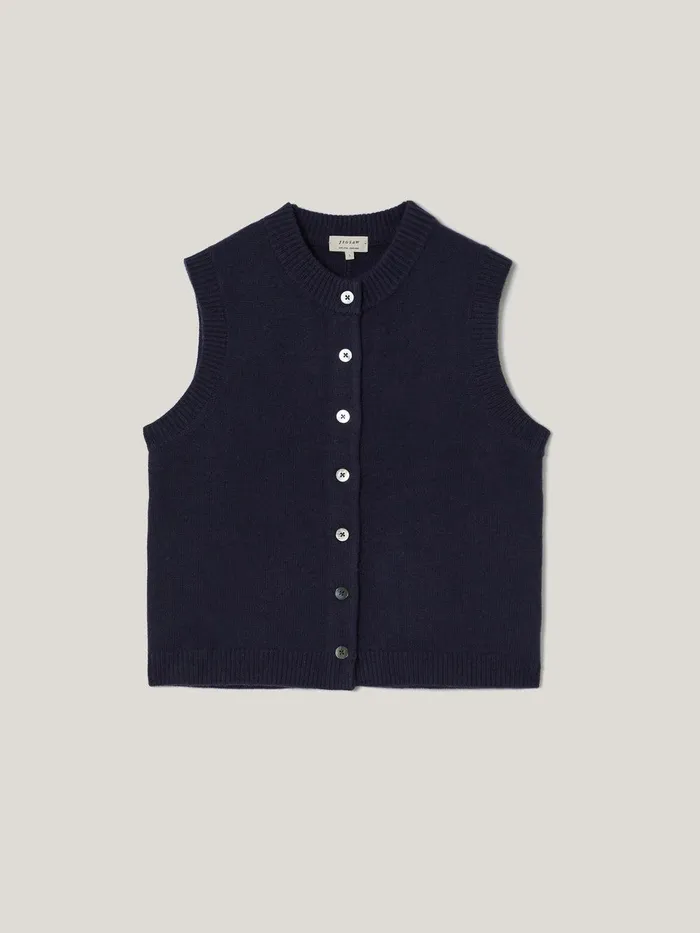 Women Wool Cashmere Blend Waistcoat Navy Jigsaw Shirts and Tops
