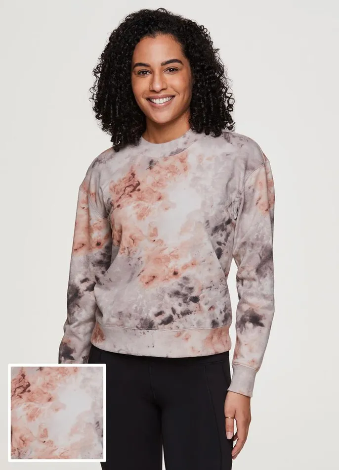 Women Zen Tie Dye Relaxed Sweatshirt Beige RBX Active Sweatshirts