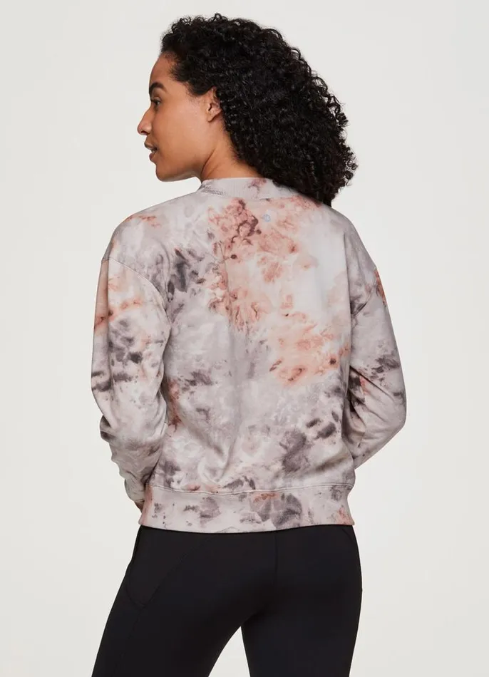 Women Zen Tie Dye Relaxed Sweatshirt Beige RBX Active Sweatshirts