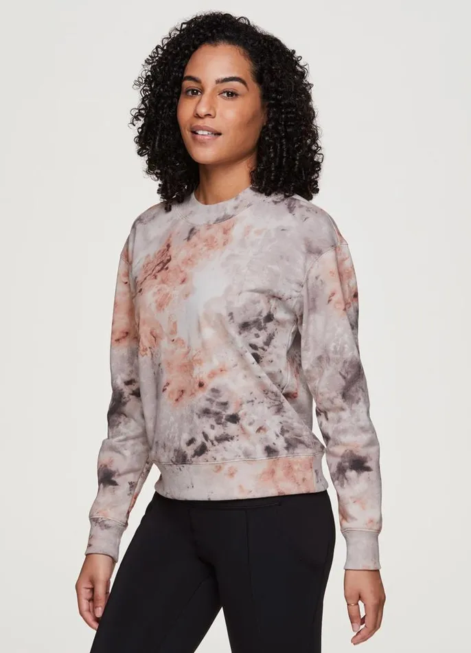 Women Zen Tie Dye Relaxed Sweatshirt Beige RBX Active Sweatshirts