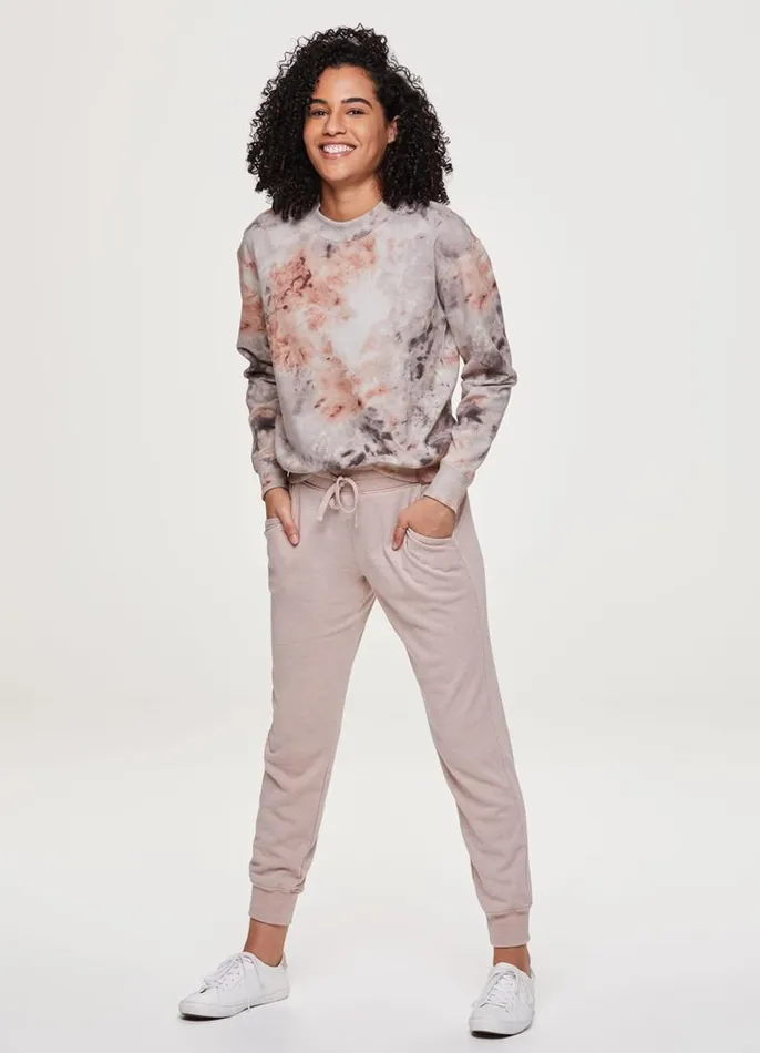 Women Zen Tie Dye Relaxed Sweatshirt Beige RBX Active Sweatshirts