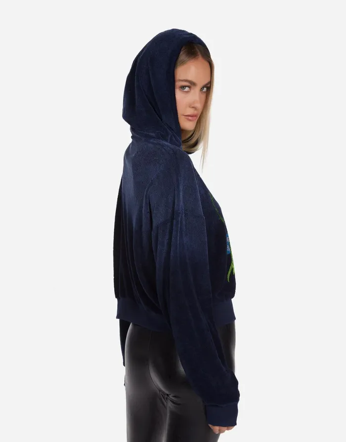 Yvette Neon Poison Skull Navy Ombre Women039s Lauren Moshi Hoodies